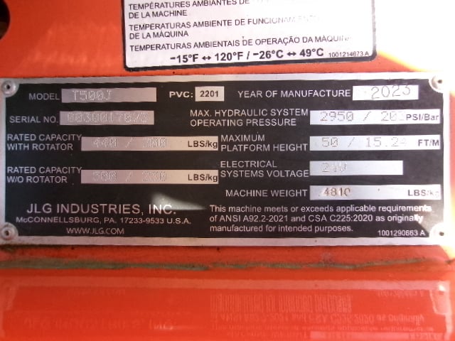 Used 2023 JLG T500J Towable Boom Lift
