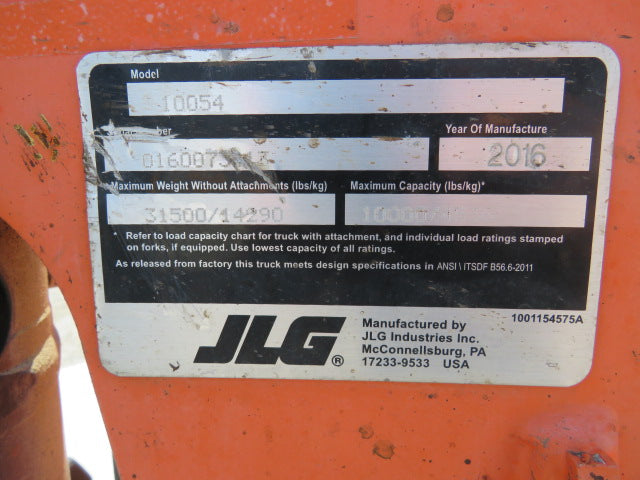 Used 2016 SKYTRAK 10054 Telehandler Forklift