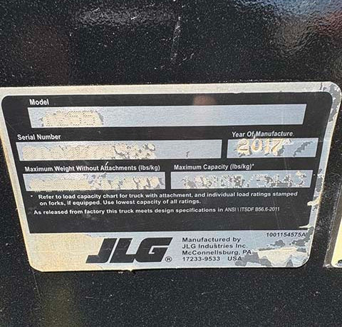 Used 2017 JLG 1255 Telehandler Forklift