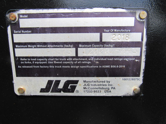 Used 2018 JLG 1255 Telehandler Forklift