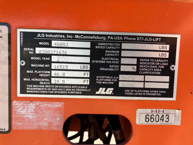 Used 2021 JLG 460SJ Telescopic Boom Lift