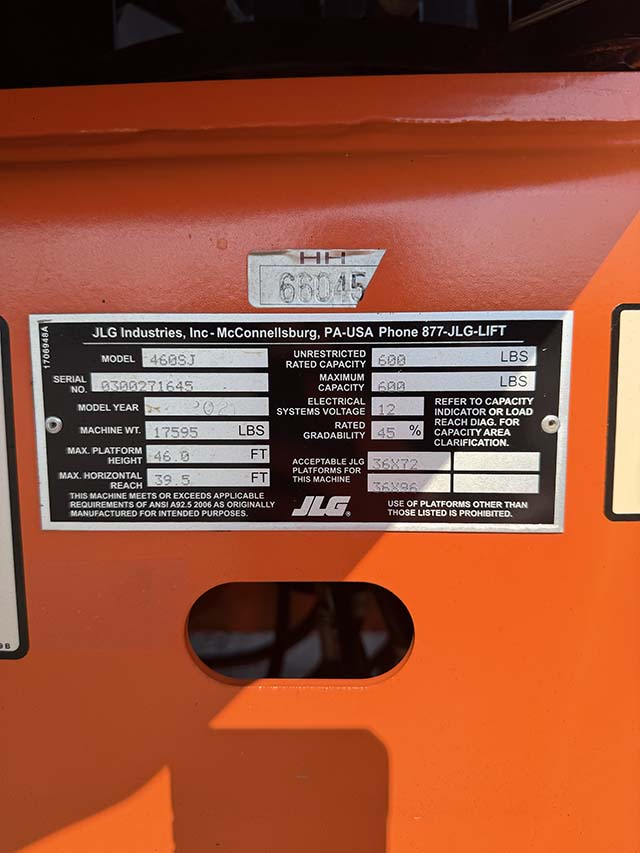 Used 2021 JLG 460SJ Telescopic Boom Lift