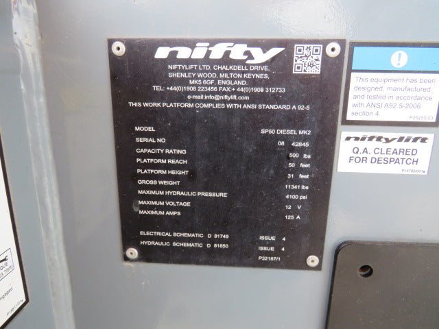 Used 2019 NIFTYLIFT SP50D Articulating Boom Lift