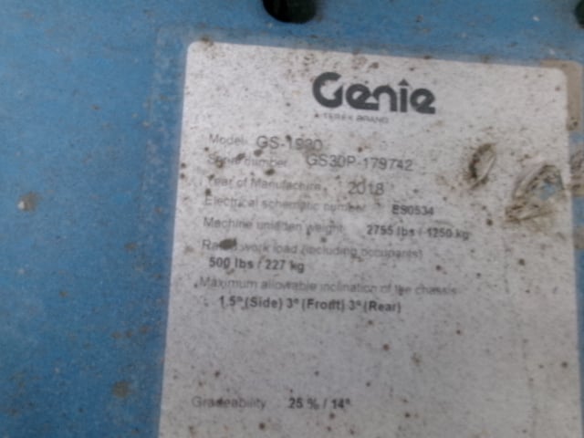 Used 2018 GENIE GS-1930 Scissor Lift