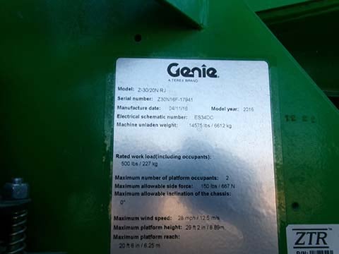 Used 2016 GENIE Z-30/20N RJ Articulating Boom Lift