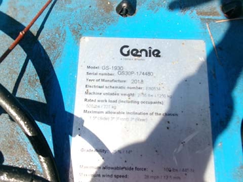 Used 2018 GENIE GS-1930 Scissor Lift