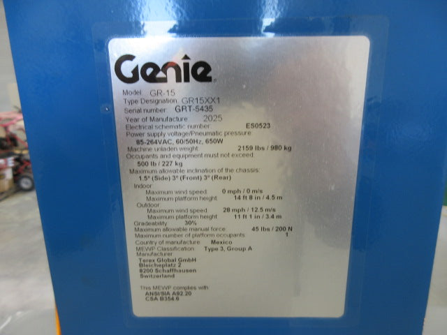 New 2026 GENIE GR-15 Vertical Mast Boom Lift