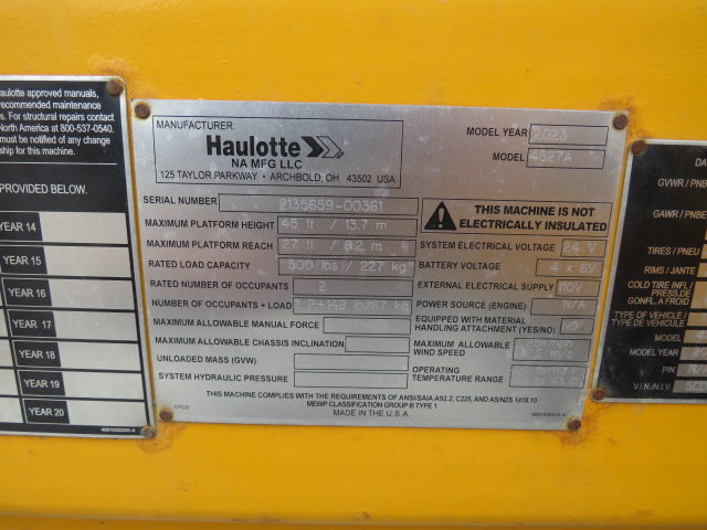 Used 2023 HAULOTTE 4527A Towable Boom Lift