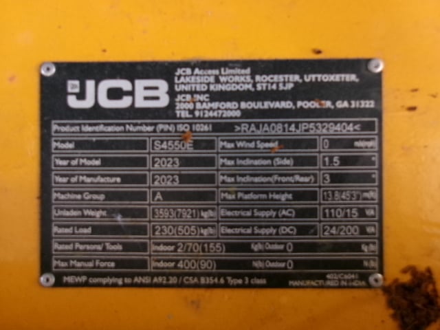 New 2023 JCB S4550E Scissor Lift