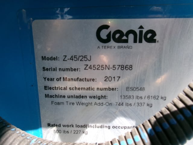 Used 2017 GENIE Z-45/25J RT Articulating Boom Lift