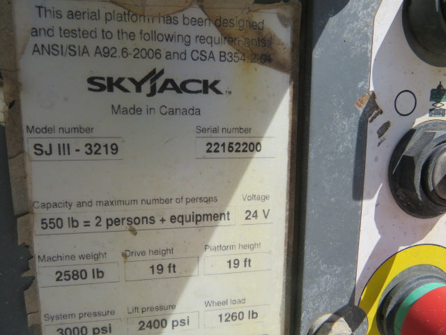 Used 2020 SKYJACK SJ3219 Scissor Lift