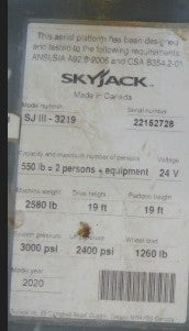 Used 2020 SKYJACK SJ3219 Scissor Lift