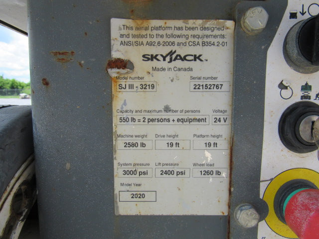 Used 2020 SKYJACK SJ3219 Scissor Lift