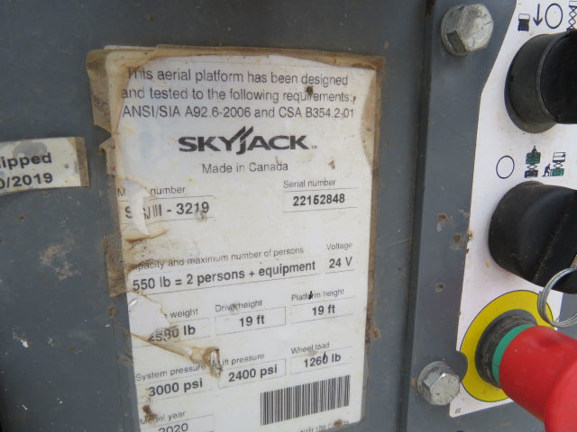 Used 2020 SKYJACK SJ3219 Scissor Lift