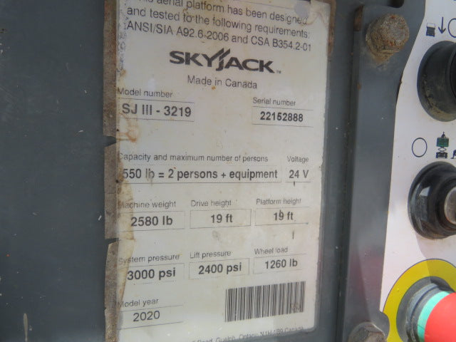 Used 2020 SKYJACK SJ3219 Scissor Lift