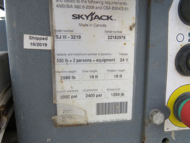 Used 2020 SKYJACK SJ3219 Scissor Lift