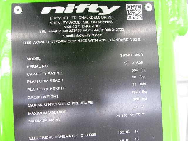New 2026 NIFTYLIFT SP34DE BI-ENERGY Articulating Boom Lift
