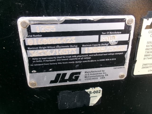 Used 2018 JLG 1255 Telehandler Forklift