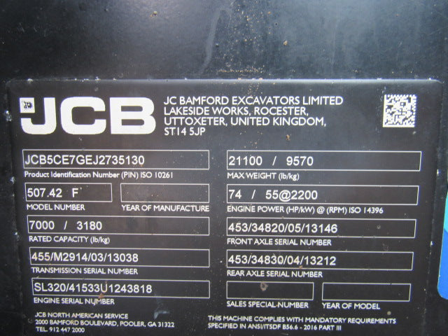 Used 2018 JCB 507-42 Telehandler Forklift