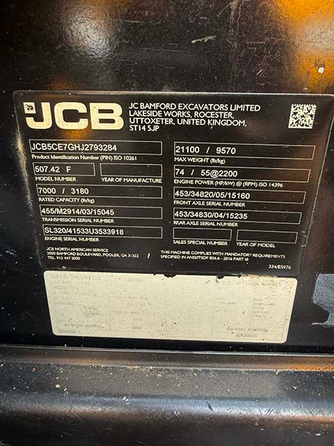 Used 2019 JCB 507-42 Telehandler Forklift