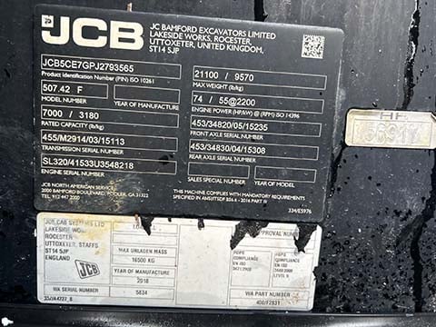 Used 2019 JCB 507-42 Telehandler Forklift