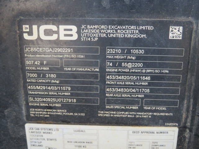 Used 2018 JCB 507-42 Telehandler Forklift
