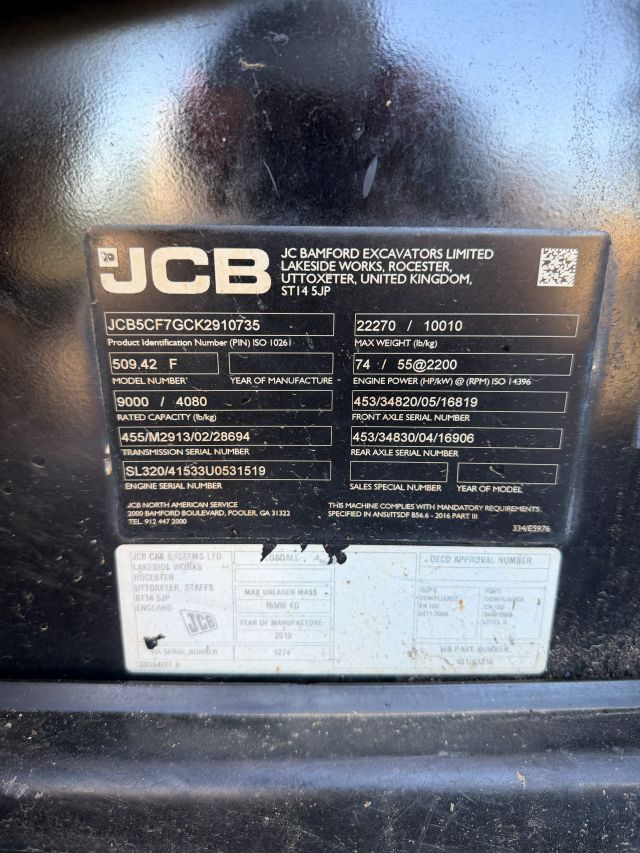 Used 2019 JCB 509-42 Telehandler Forklift