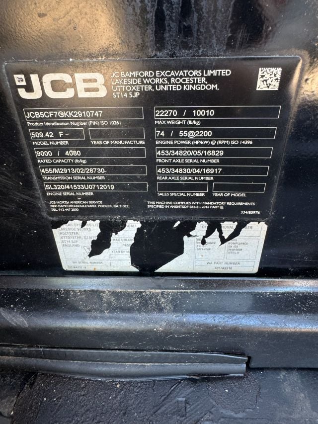 Used 2019 JCB 509-42 Telehandler Forklift