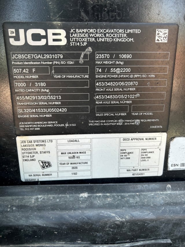 Used 2021 JCB 507-42 Telehandler Forklift