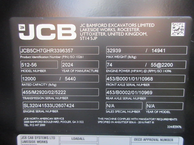 New 2026 JCB 512-56 Telehandler Forklift