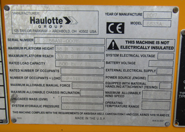 Used 2018 HAULOTTE 5533A Towable Boom Lift