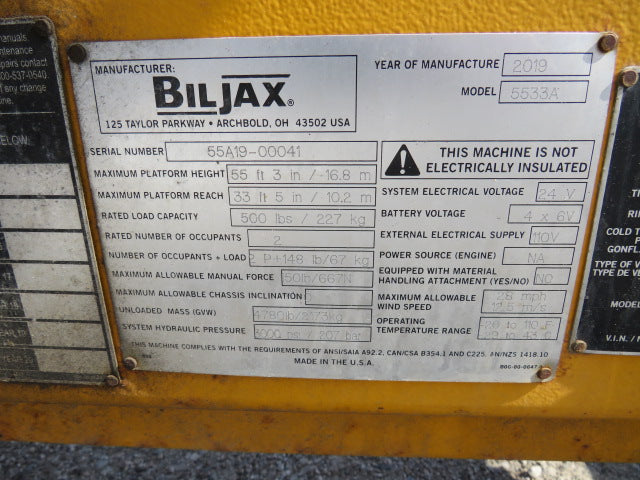 Used 2019 HAULOTTE 5533A Towable Boom Lift