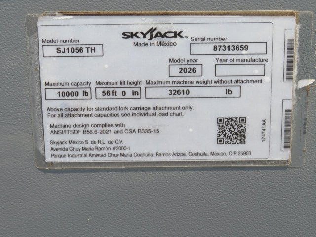 New 2026 SKYJACK SJ1056 TH Telehandler Forklift