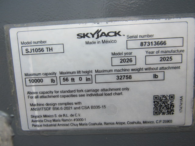 New 2026 SKYJACK SJ1056 TH Telehandler Forklift