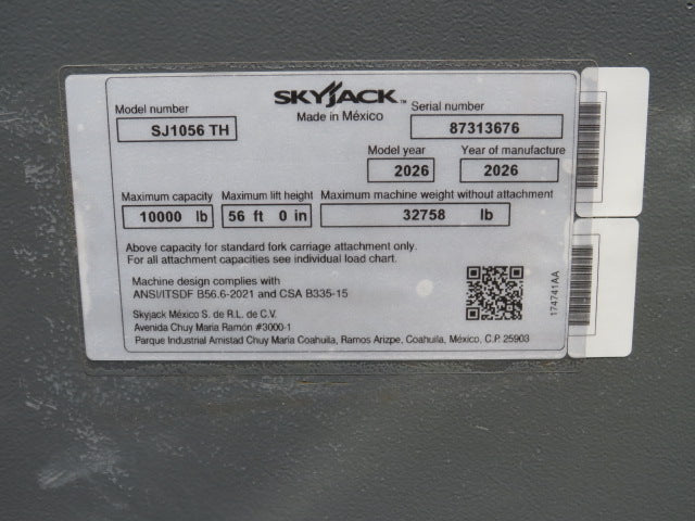 New 2026 SKYJACK SJ1056 TH Telehandler Forklift