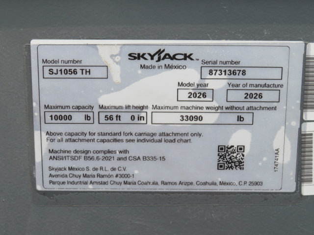 New 2026 SKYJACK SJ1056 TH Telehandler Forklift