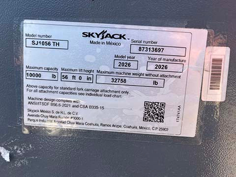 New 2026 SKYJACK SJ1056 TH Telehandler Forklift