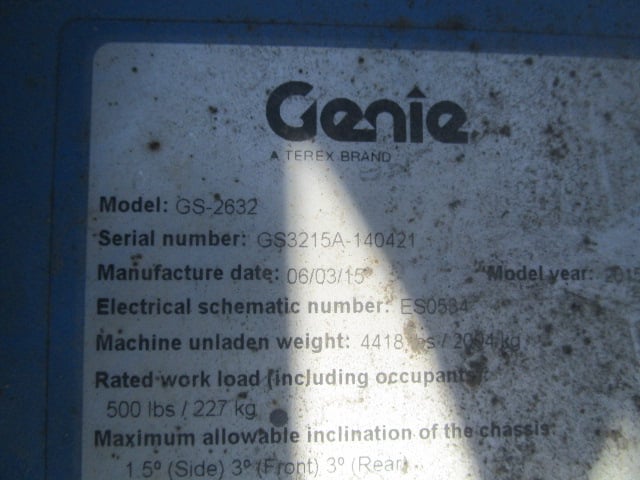 Used 2015 GENIE GS-2632 Scissor Lift