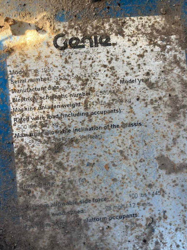 Used 2015 GENIE GS-1930 Scissor Lift
