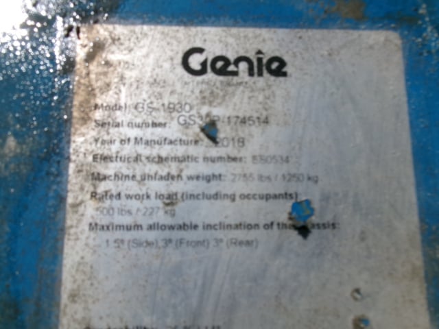 Used 2018 GENIE GS-1930 Scissor Lift