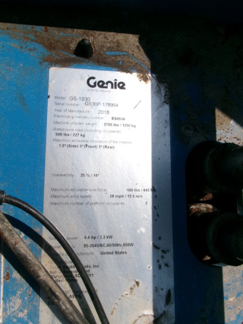 Used 2018 GENIE GS-1930 Scissor Lift