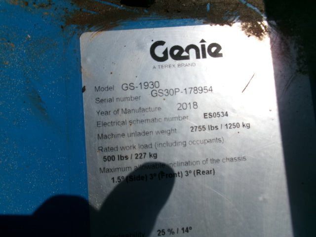 Used 2018 GENIE GS-1930 Scissor Lift