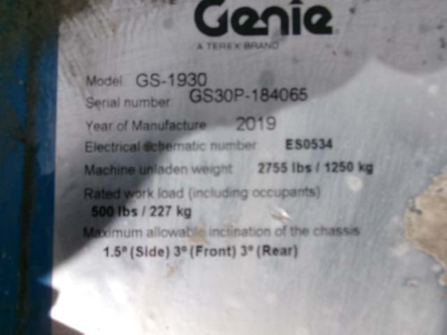 Used 2019 GENIE GS-1930 Scissor Lift