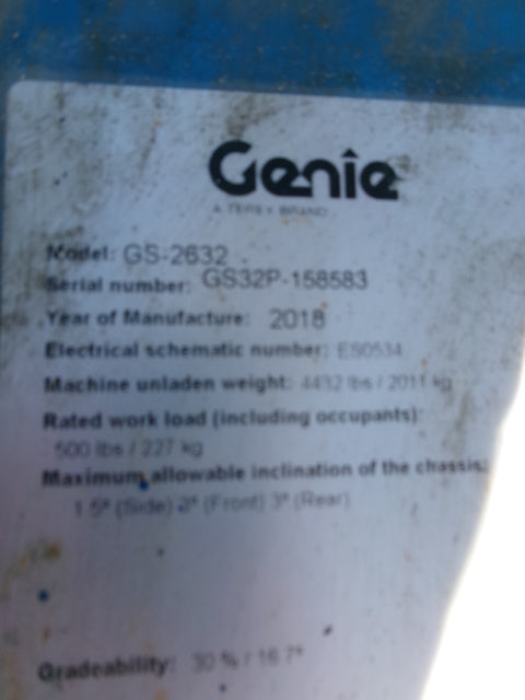 Used 2018 GENIE GS-2632 Scissor Lift