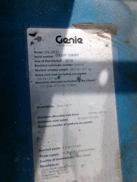 Used 2018 GENIE GS-2632 Scissor Lift