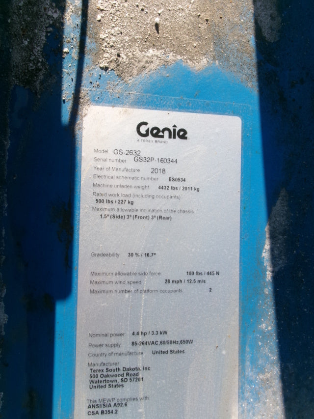 Used 2018 GENIE GS-2632 Scissor Lift