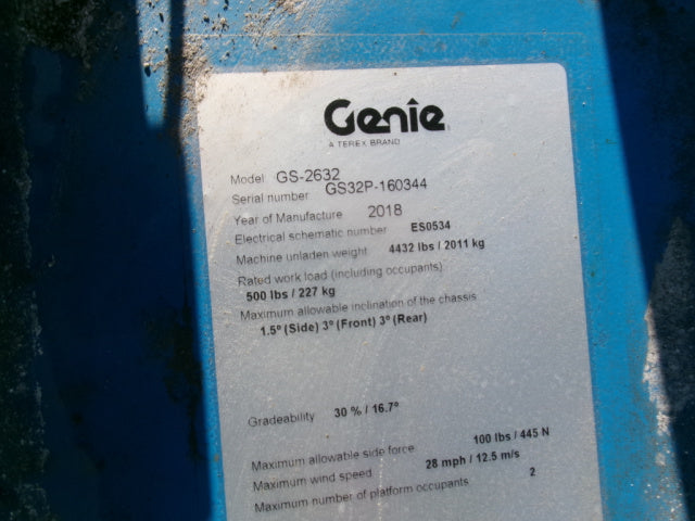 Used 2018 GENIE GS-2632 Scissor Lift