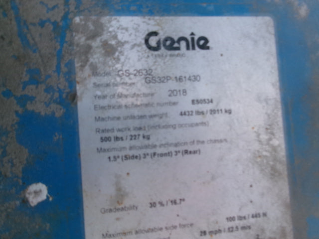 Used 2018 GENIE GS-2632 Scissor Lift