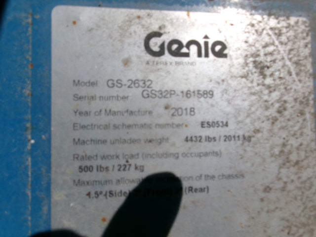 Used 2018 GENIE GS-2632 Scissor Lift