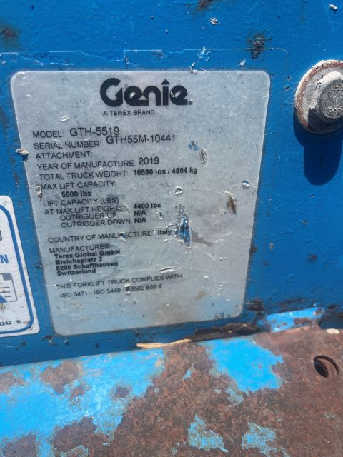 Used 2019 GENIE GTH-5519 Telehandler Forklift